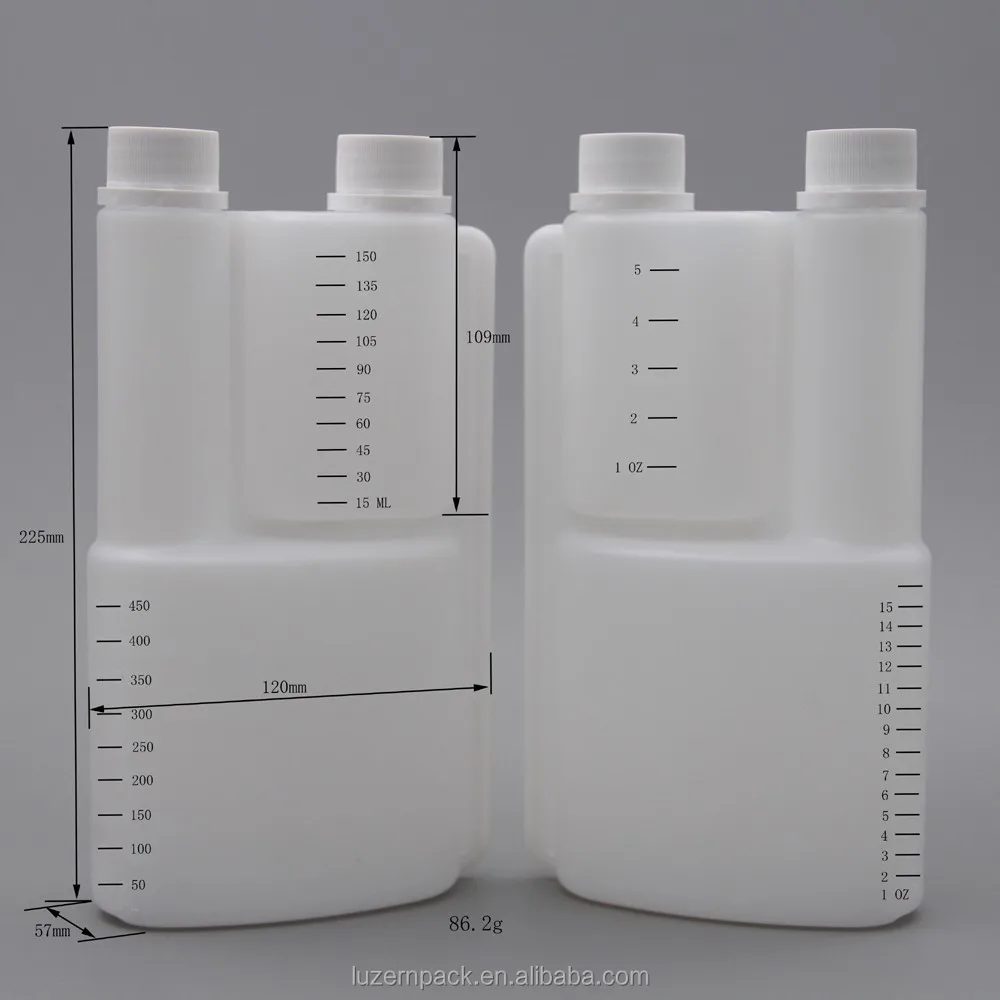 500ml Hdpe Fuel Additives Refillable Measuring Twin Neck Bottle With