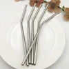 Set of 4, Free Cleaning Brush Included Stainless Steel Drinking Straws