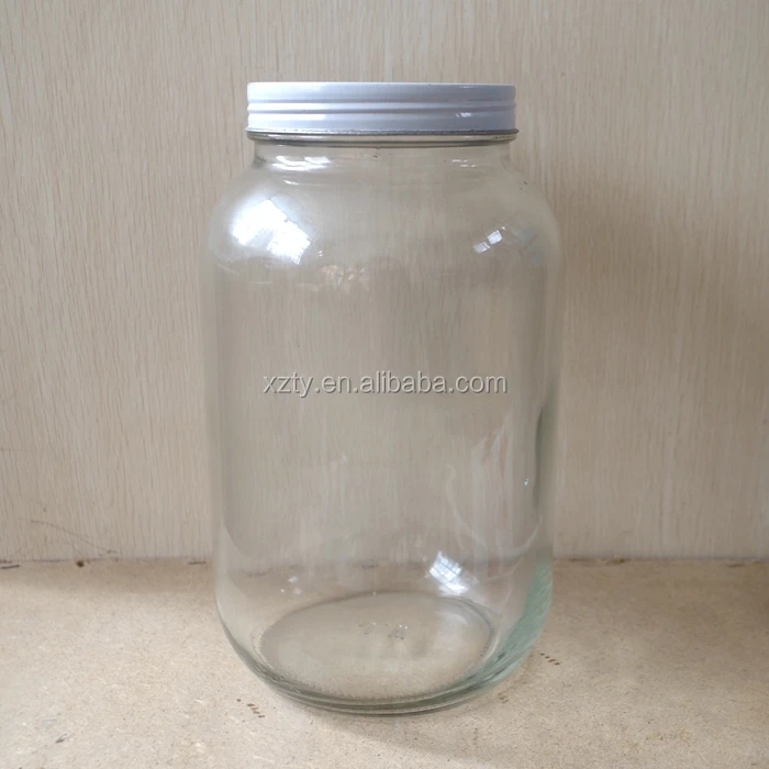 1 Gallon Clear Round Glass Jar/jug With Metal Lid Buy Large Glass Jar