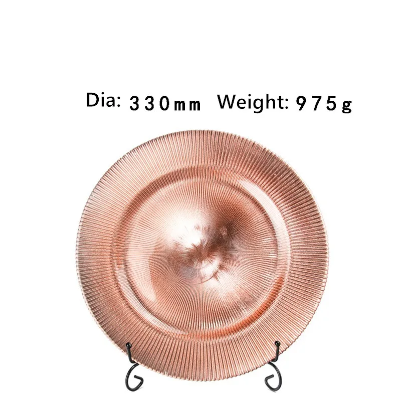 Tableware Market in Guangzhou Rose Gold Plated Glass Charger Plates Wedding