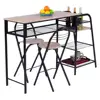 Hot selling 3-pieces pub metal frame breakfast table sets with storage shelf for dining room