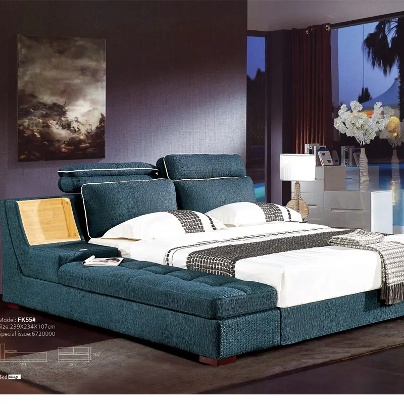 European modern design bedroom furniture King Queen fabric bed
