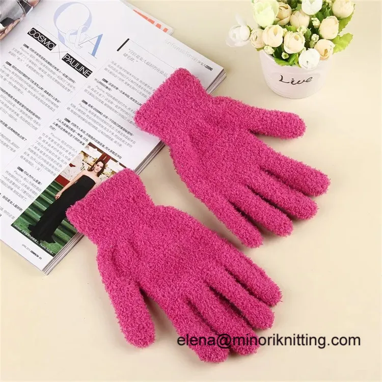 Custom Girls Winter Gloves Women Winter Warm Stylish Fluffy Knitted
