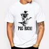 Summer Vintage Men T-shirt New Fashion Pug Rock Printed T shirt Funny Tops Short Sleeve Hot Basic T-shirt