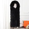New fashion knitted women rabbit fur vest with raccoon fur collar