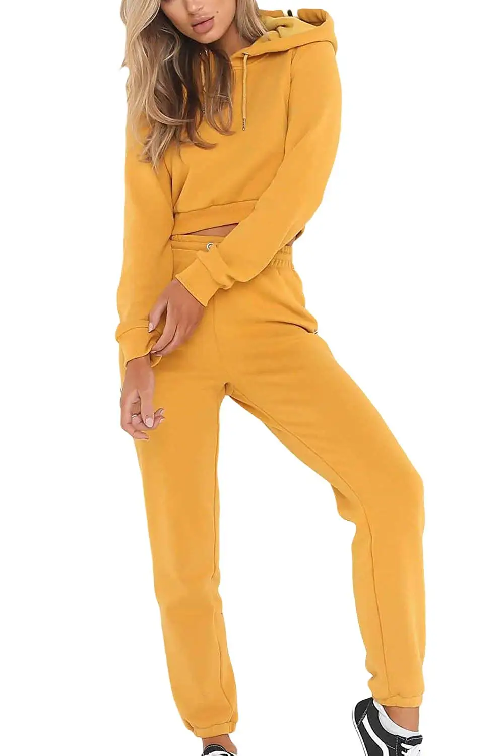 yellow hoodie and sweatpants