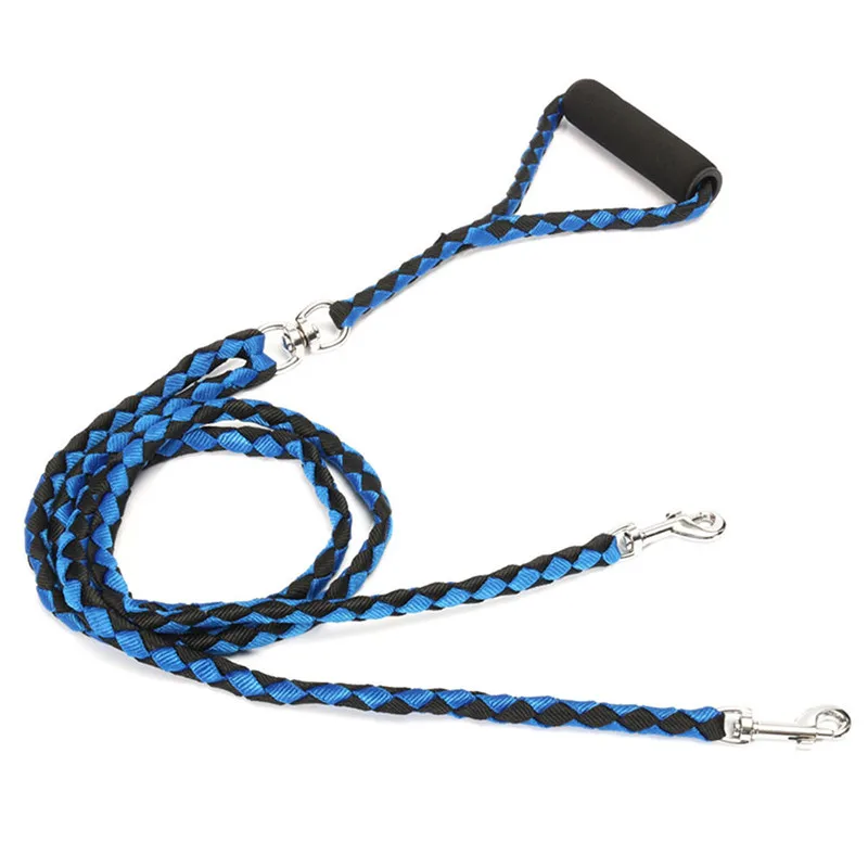 Double Dog Leash For Two Dogs 120cm Braided Tangle Free Dual Leash