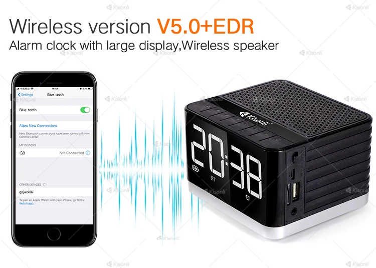 Creative Mini BT Wireless Portable Boombox Alarm Clock Speaker With TF/FM/USB/LCD Function - ANKUX.COM