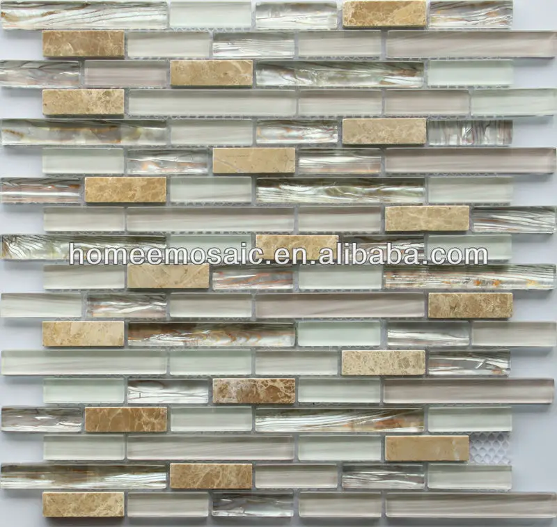 Modern Kitchen Decorative Stone Mix Glass Mosaic Tile Buy Linear