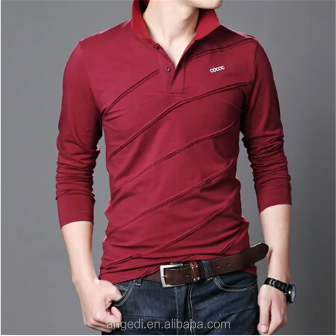 Long Sleeve Plain Maroon And Plain Navy Blue Polo Shirt Men - Buy Small ...