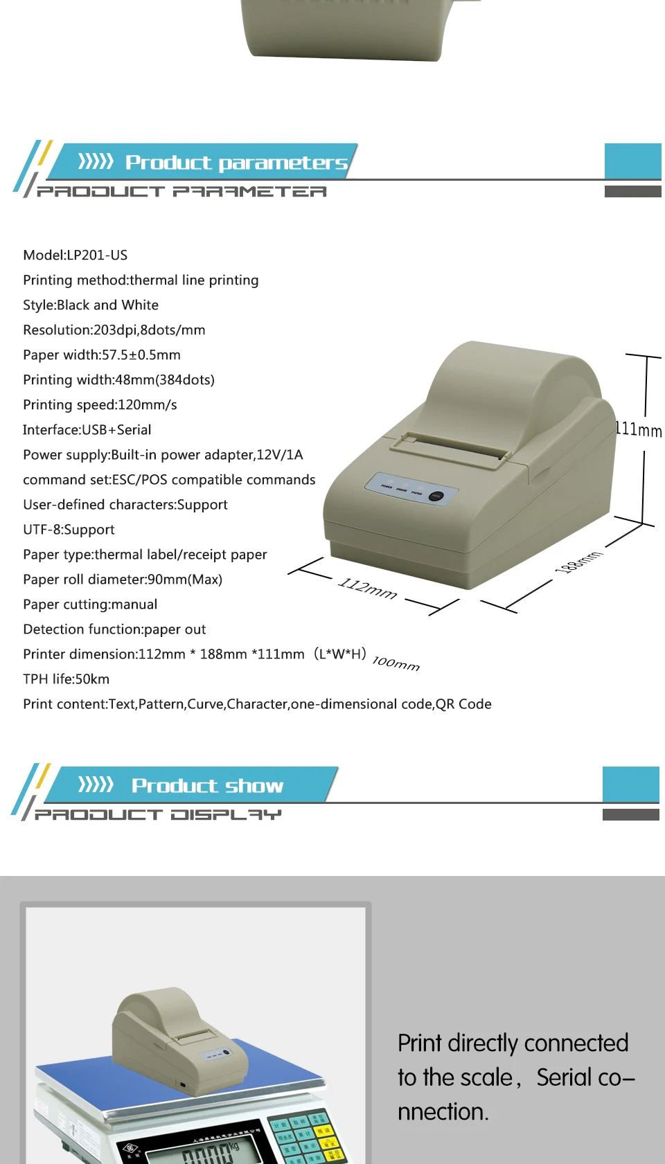 58mm waterproof thermal barcode sticker printer
