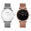 Good Quality Big Dial Quartz Stainless Steel Chain Rose Gold Wrist Watch With Date
