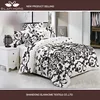 simple black and white colored microfiber fabric bedroom adult being flocking floral comforter bedding sets