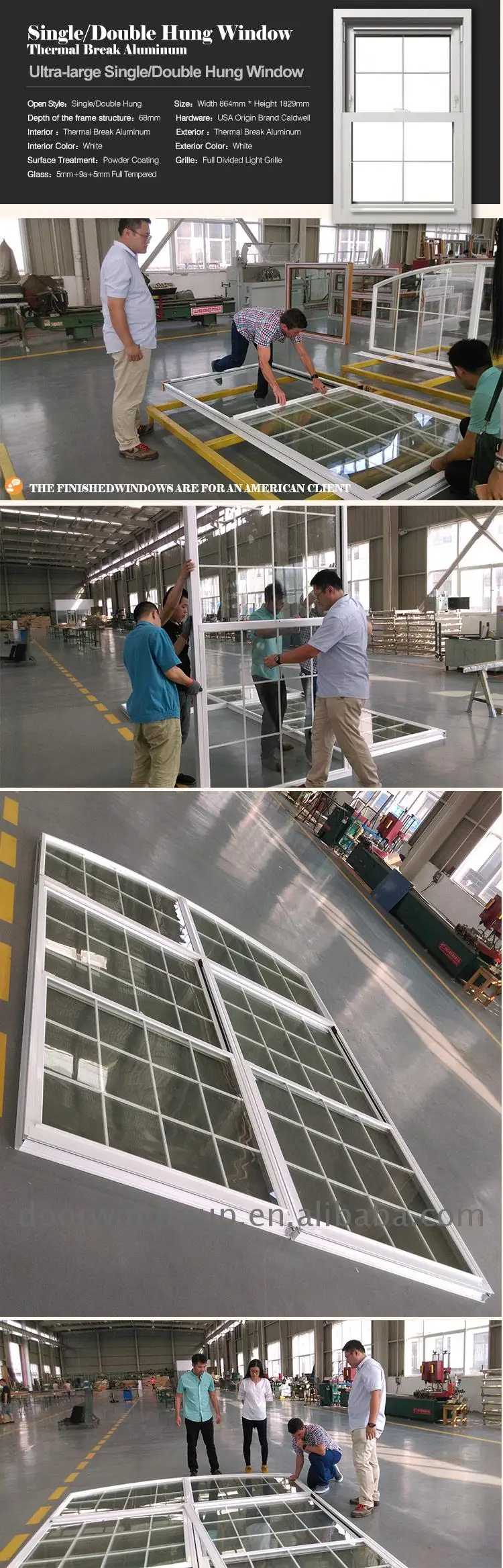 China Factory NFRC certificated modern double glass soundproof single hung windows