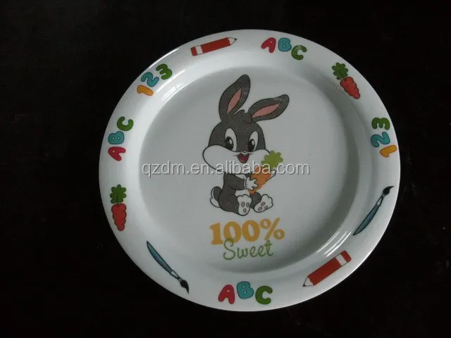 Rabbit Design Melamine Dinner Plate For Baby Food Grade