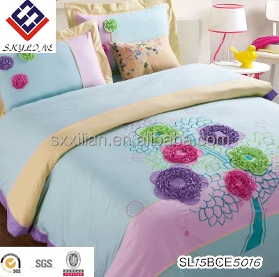 Embroidery Cotton Cute Double Size Duvet Cover Bed Sheet Bedding