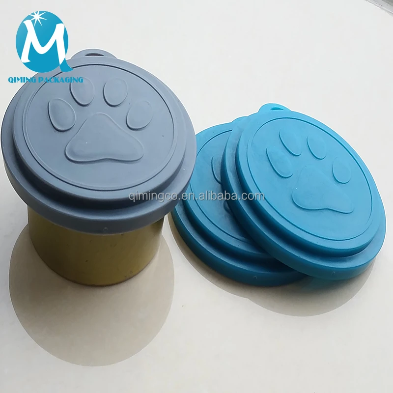 Comtim Pet Food Can Cover Silicone Can Lids for Dog and Cat Food(Universal  Size,One fit 3 Standard Size Food Cans),Blue and Green