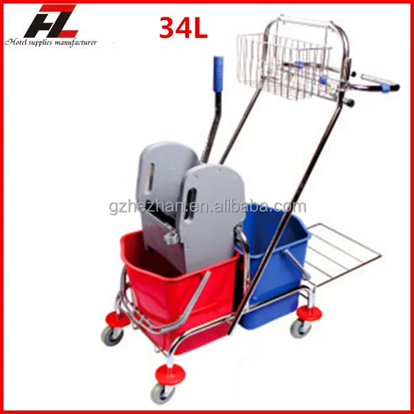 High Quality 46l Down Press Double Floor Cleaning Trolley With Wringer