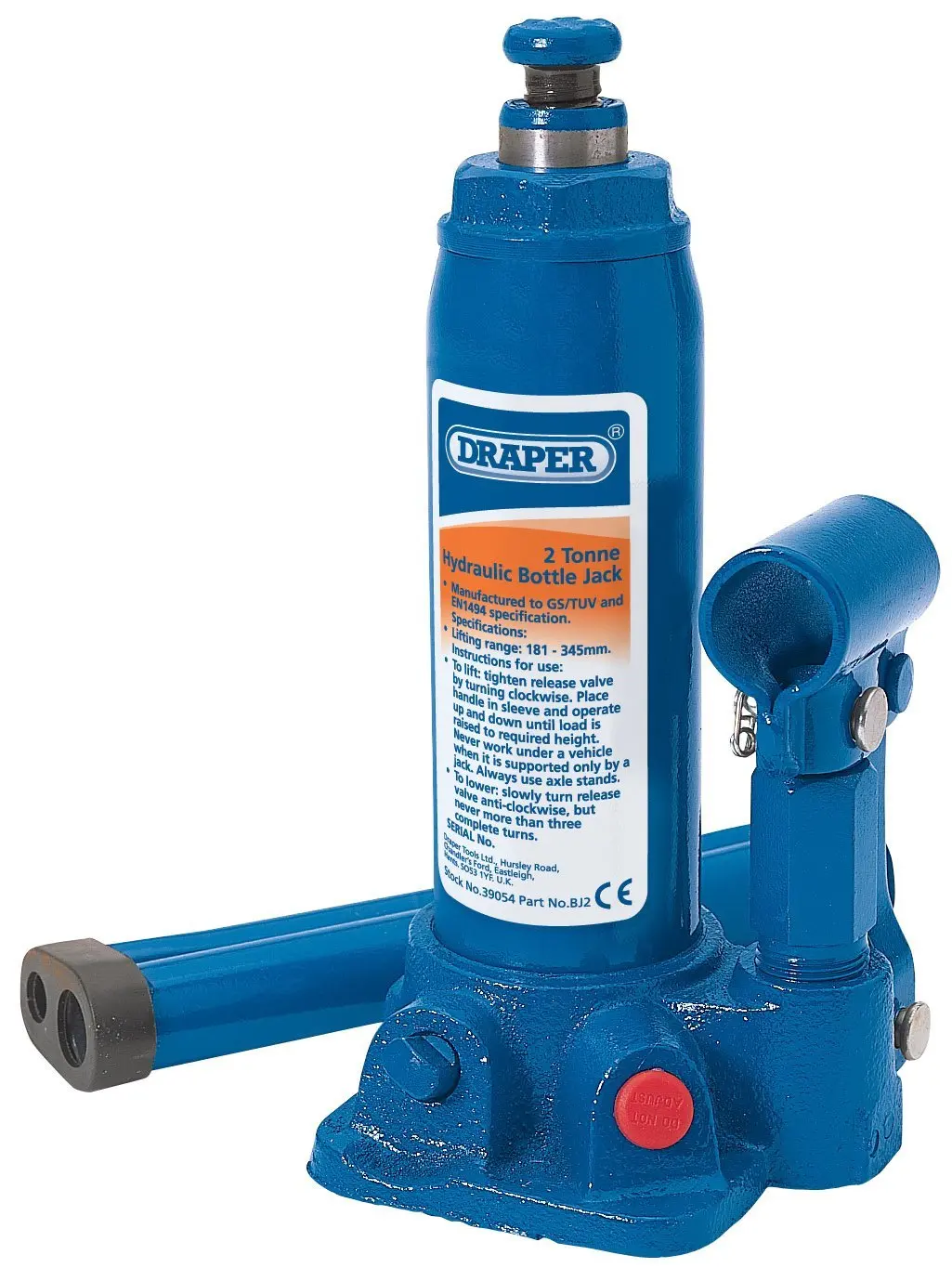 Streetwize Heavy Duty Voiture Van Lift 2 T Tonne Hydraulic Bottle Jack-GS//TUV//CE