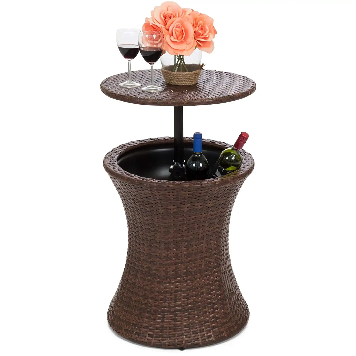 Garden Patio Furniture Rattan Ice Bucket Cooler Bar Table Coffee