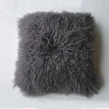 Real Fur Home Decorative Cushion Mongolian Lamb Fur Pillow