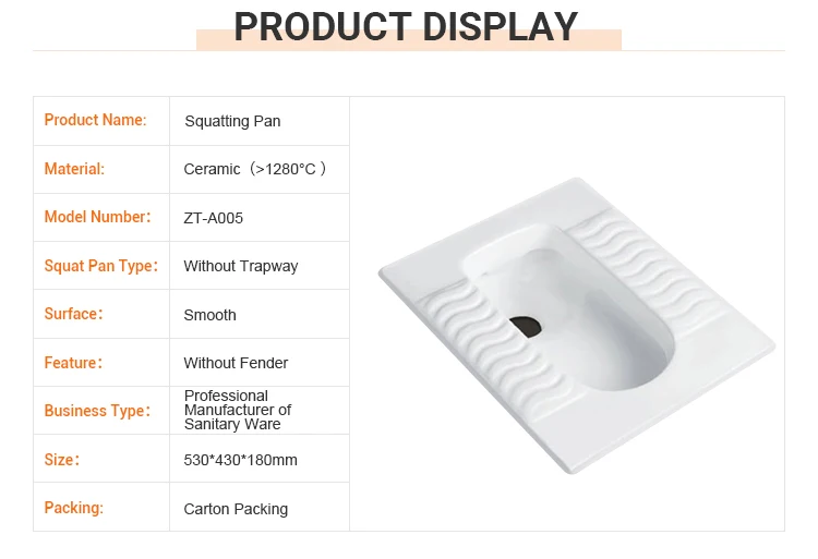 Cheap Price Sanitary Ware Ceramic Squatting Pan Wc Standard Squat
