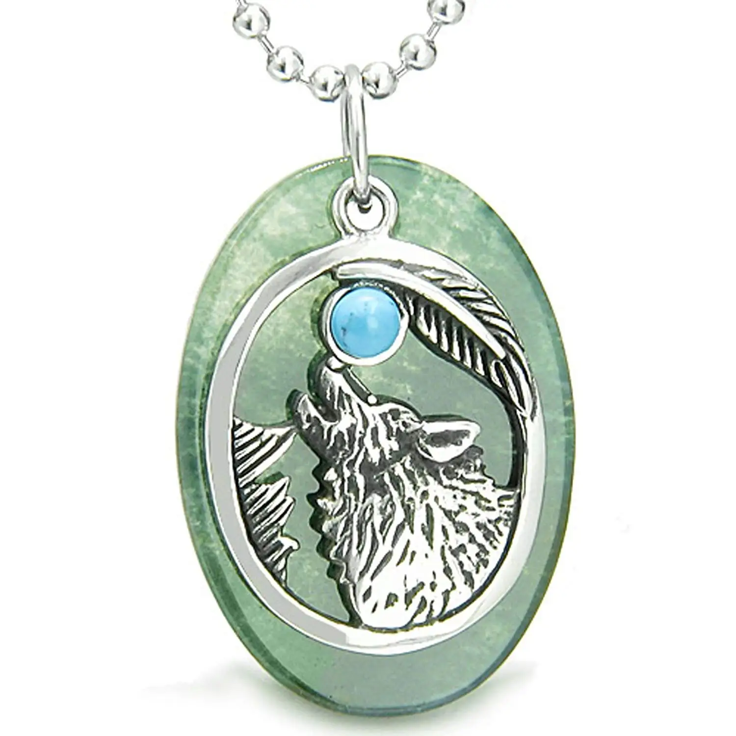Amulet Wolf Head Protection Powers Lucky Donut Snowflake Obsidian Pendant 22 Inch Necklace