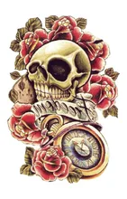 Body Art Beauty Makeup Pink Sexy Dangerous Sexy Skull Tattoo 3D Waterproof Temporary Tattoo Stickers Sexy