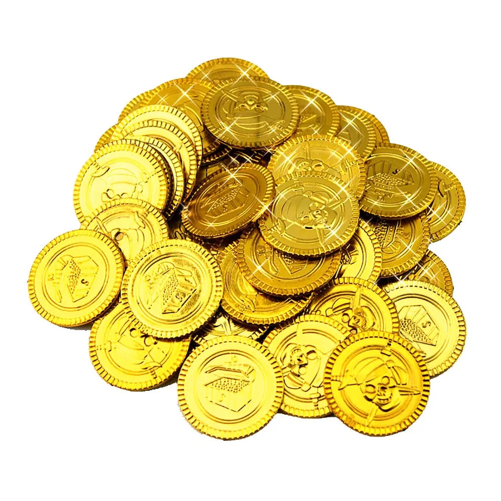50pcs gold coins pirate treasure game halloween play money