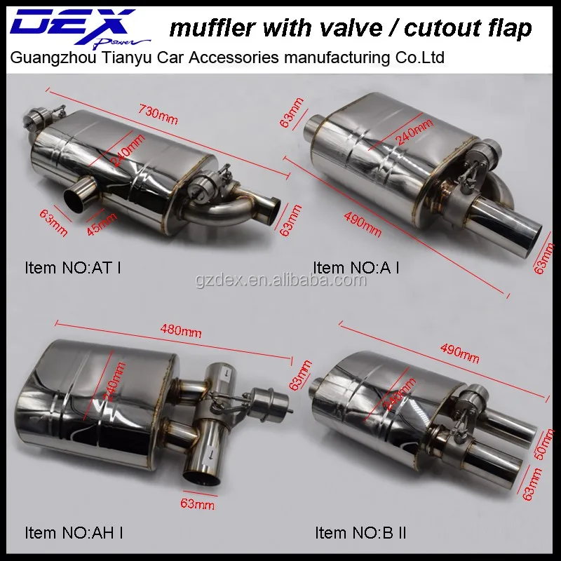 Racing Exhaust System Performance Electronic Vacuum Valved Muffler Pipe