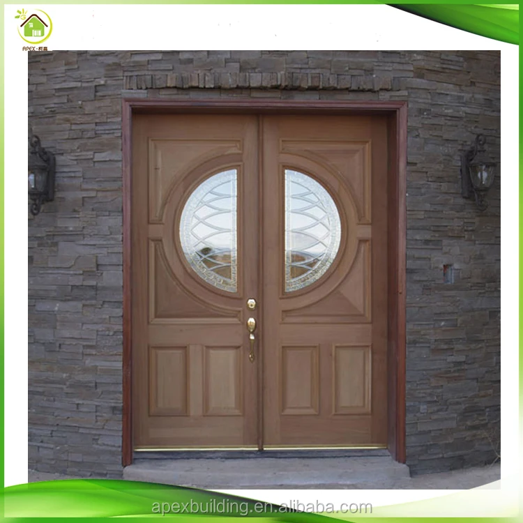 تخصيص الحديث البيضاوي زجاج أبواب دخول خشب الساج مصمم