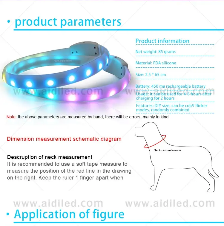 Factory Hot Selling LED color-changing pet collars fashion product for kinds of pet dog