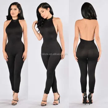 Rompers Jumpsuits Women 2017,95% Polyester 5% Spandex Halter Neck Open ...