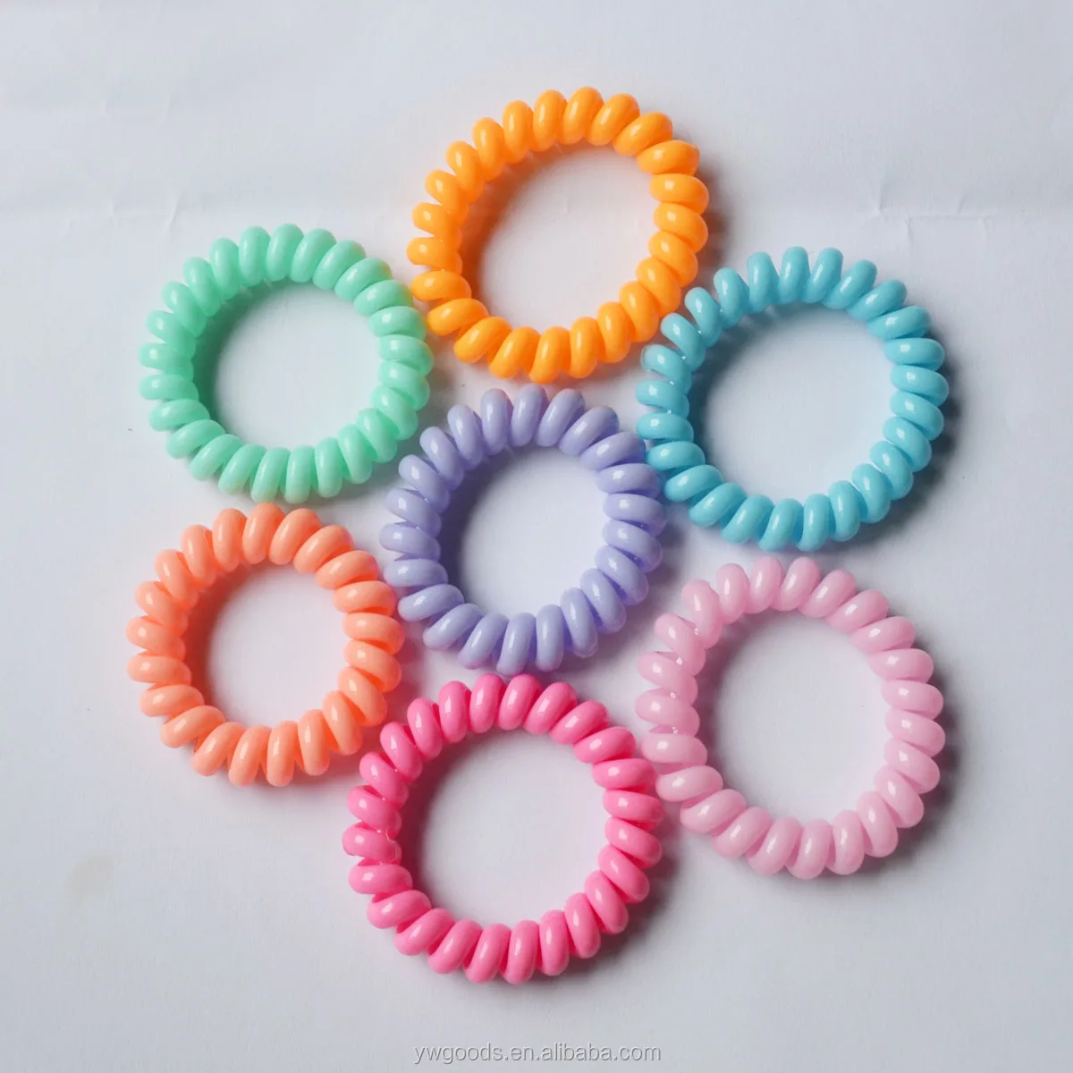 Fashion Elastic Hair Bands Tri Color Telephone Line Shaped Ties Fashion Elastic Hair Bands Tri Color Telephone Line Shaped Ties Plastic Spiral