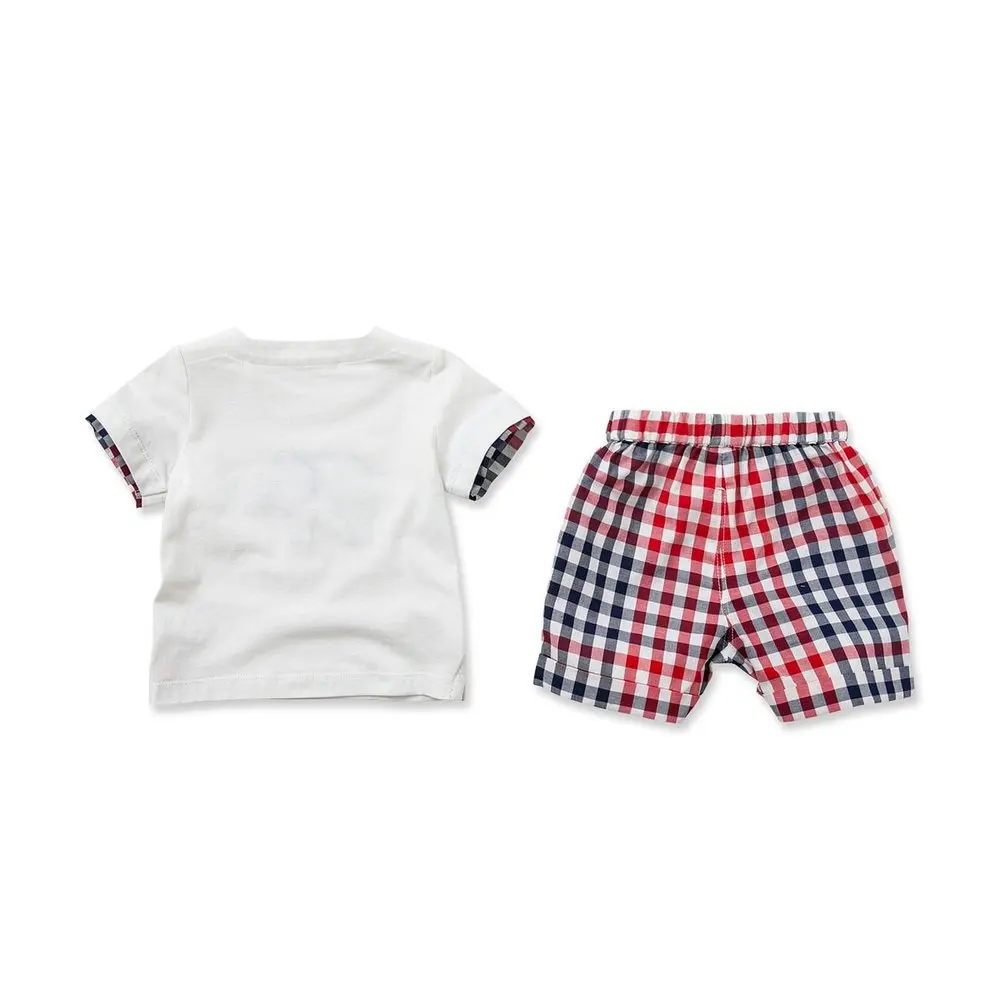 Summer Handsome Baby Grid Short Sleeve Children Kids Baba Suit - Buy ...