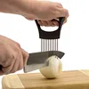 Stainless steel grip handle onion fork holder for slicing