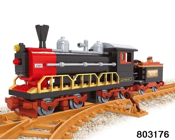 NEW 662pcs Classical Brown American Steam Train Building Blocks Bricks Model Toy 
