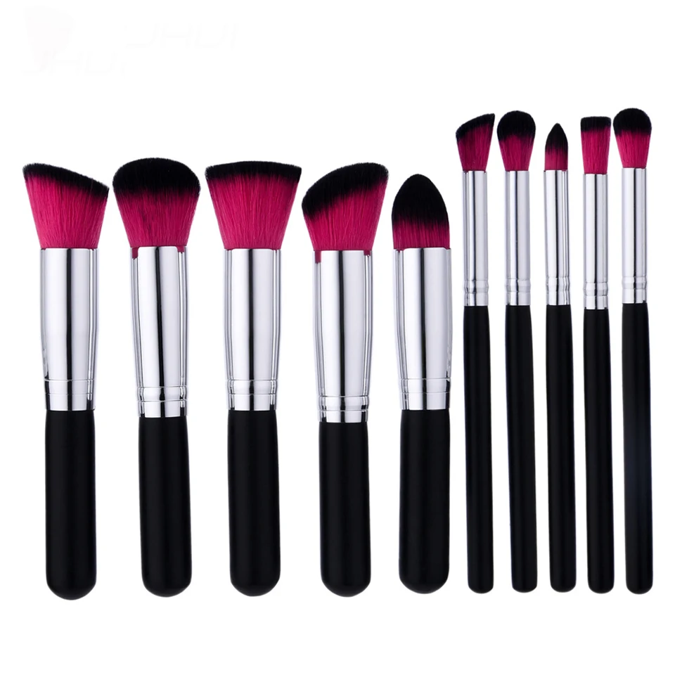 Professional 10 Pcs Premium Synthetic Kabuki Makeup Brush Set For Face