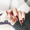 F109 24 pcs/box full cover press on coloured pointed nail tips acrylic nail tips natural wholesale different types of nail tips
