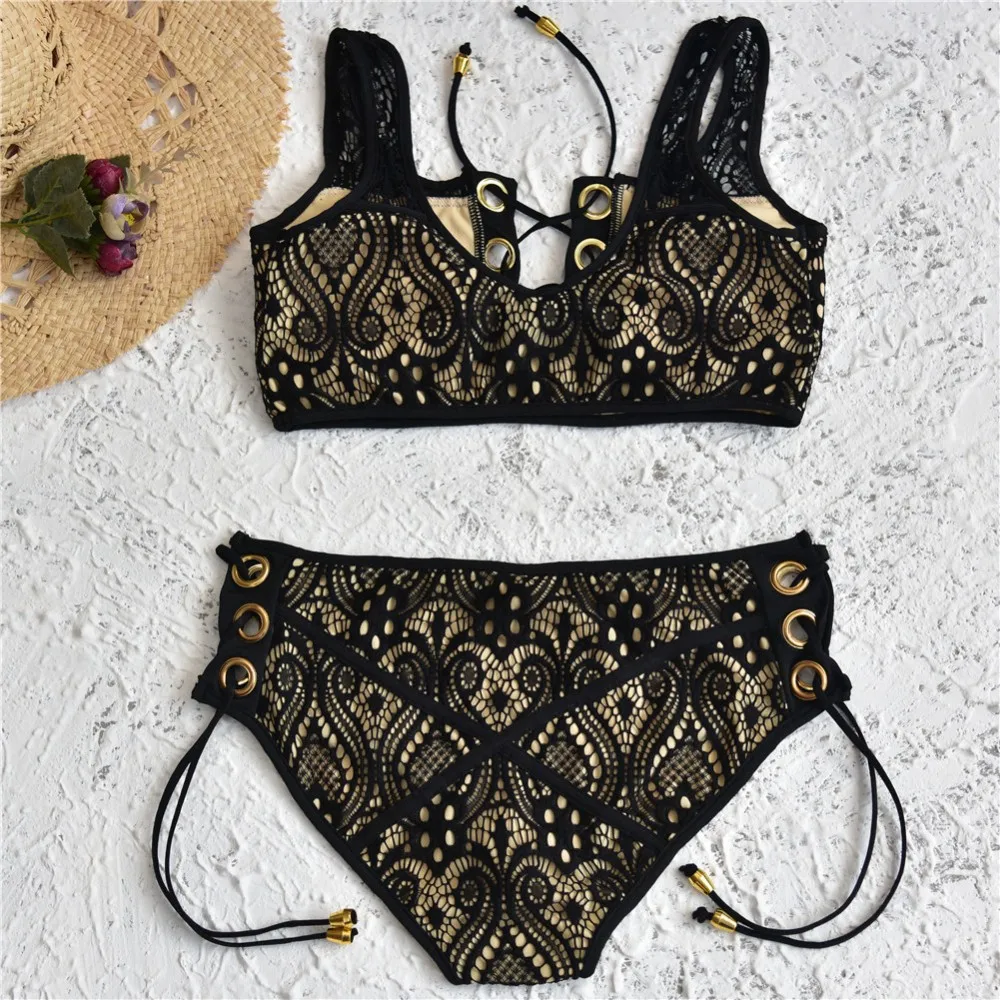 2023 New Bikini Swimwear Pure Color Small Ring Bikini Swimwear Hot Sale