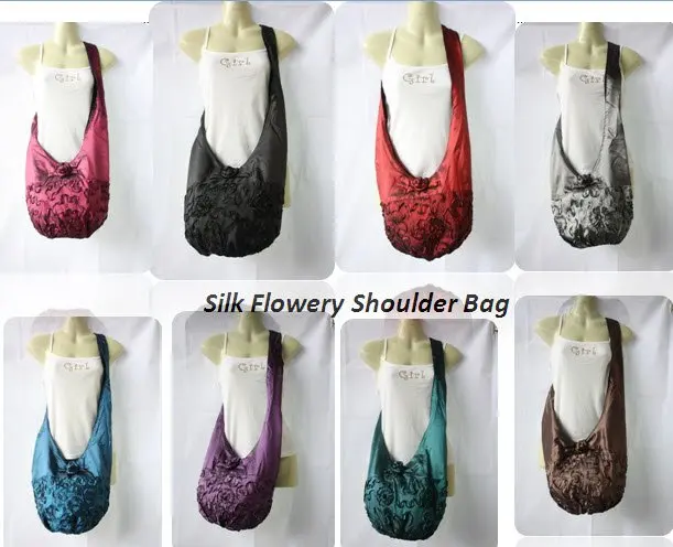 Silk Hippie Flowery Shoulder Sling Hobo Monk Bag - Buy Sling ...