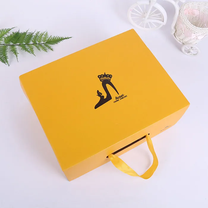 Custom Color Printed Corrugated Paper Packaging Shoe Boxes With Ribbon