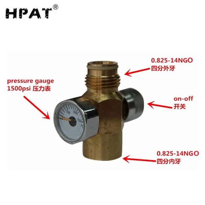 Paintball Inner Thread Co2 Tank On/off Valve With 1500psi Gauge Buy