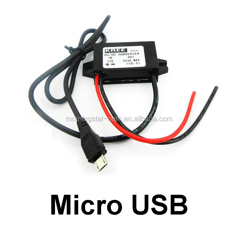 New 12v to 5v 3a DC-DC MicroUSB Micro USB Buck Converter Power Hard Wire Module