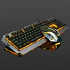 Mechanical Keyboard USB Wired Ergonomic Backlit Mechanical Feel Gaming Keyboard and Mouse Set with Aluminium Alloy Panel