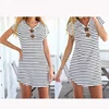 New Womens Summer T-Shirt Dress Apparel Ladies Striped Mini Party Dress Beach Dress