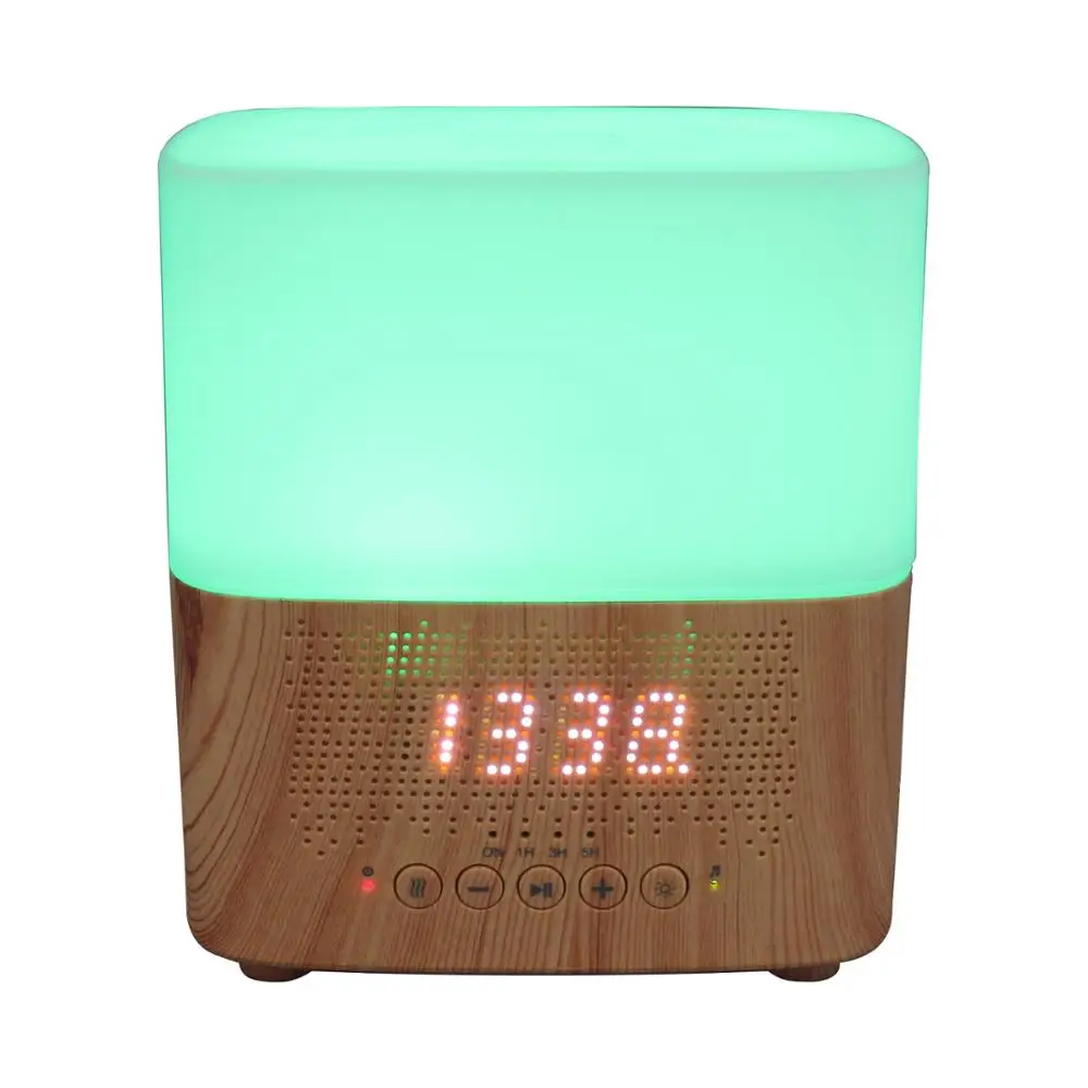 2020 Hot Bluetooth Speaker Clock Aroma diffuser, Display time12/24hr clock Essential Oil Diffuser with 7 Color Change