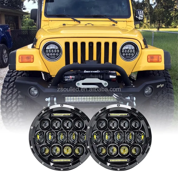 7 Inch Round 75w Headlights Modified Led Headlight Durable Spotlights With  Drl Led Headlight For Jeep Wrangler - Buy Round 75w Headlights,7 Inch  Headlight,Drl Led Headlight For Jeep Product on 