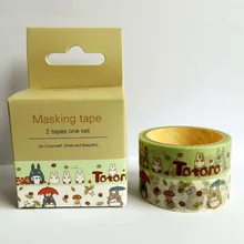 Free Shipping 2 ROLLS 15mmx3m Japan cartoon washi colored Tape/Beautiful and lovely TOTORO adhesive decorative masking Tape