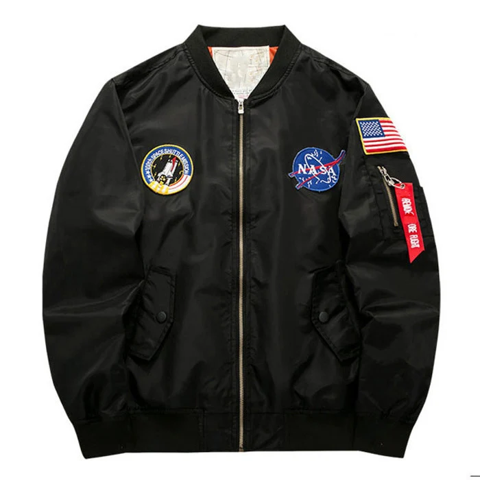 Lightweight American College Jacket,Nasa Men's Usa Flag Nasa Flight ...